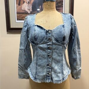 Thrill Jeans Button Down Long Sleeve Top
